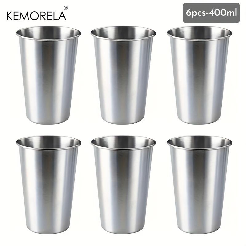 KEMORELA 4PCS Stainless Steel Cups 300/400/500ML Stainless Steel Tumblers Pint Camping Cups Drinking Glasses Stackable Metal Cup