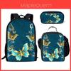 Nylon 3d Butterfly Student Backpack Pencil Case Set For Daily Use