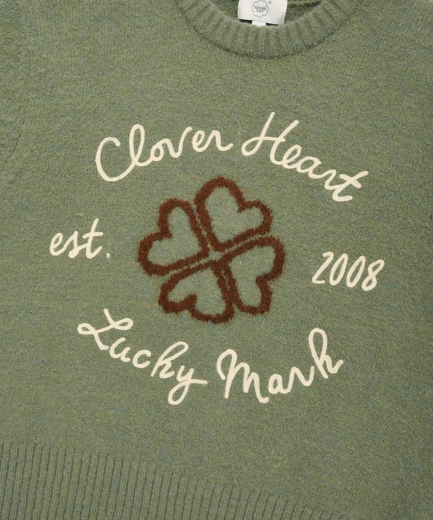 COVERNAT WOMAN Clover Heart Graphic Knit Sage Green