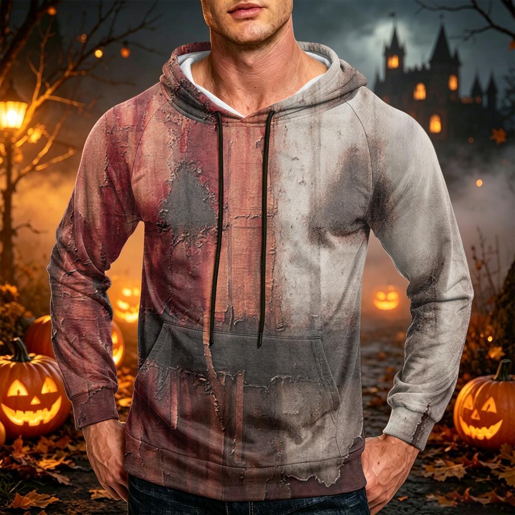 Men's Casual Loose Fit Hoodie with Pocket Drawstring Printed Design for Everyday Wear