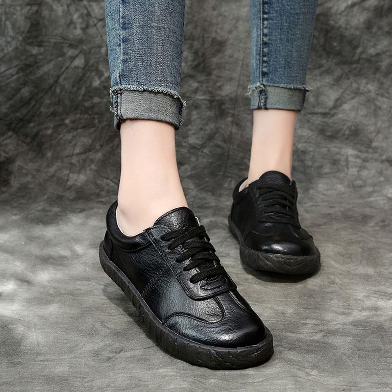 Mode GKTINOO 2025 Neue Frühling Damen Ballerinas Schnürschuhe Runde Zehenpartie Echtes Leder Ballerinas Damen Freizeitschuhe Weiche Sohle Damenschuhe