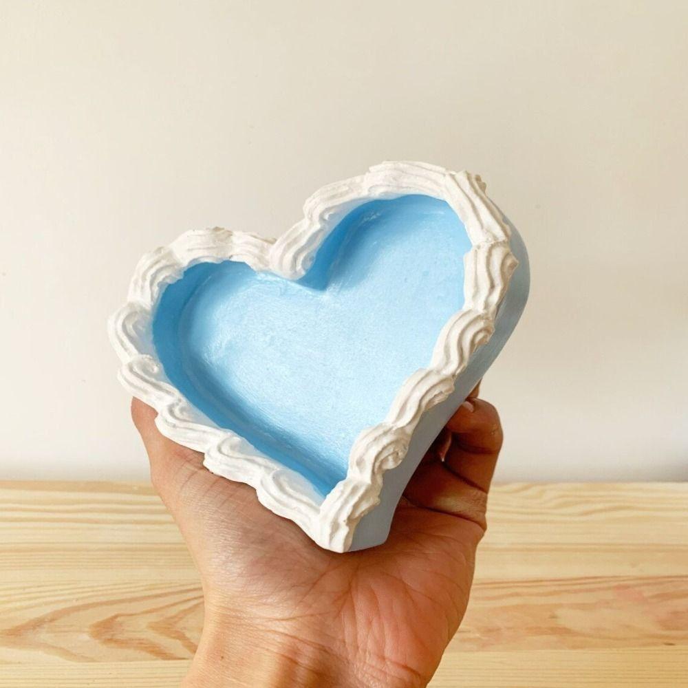 

Коробка для хранения колец из смолы Love Miniatures Jewelry Organizer Holder Heart Shape Trinklet Dish Women синий