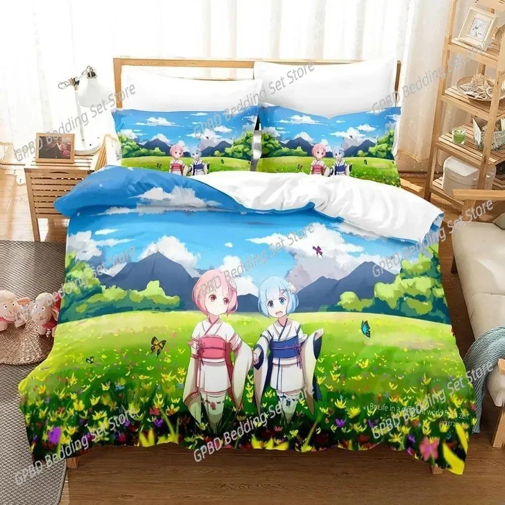 New 3D Print Re Zero Rem Ram Bedding Set Single Twin Double Queen King Cal King Size Bed Linen Set