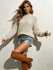 Women's autumn and winter long-sleeved versatile knitted sweater top multi-color