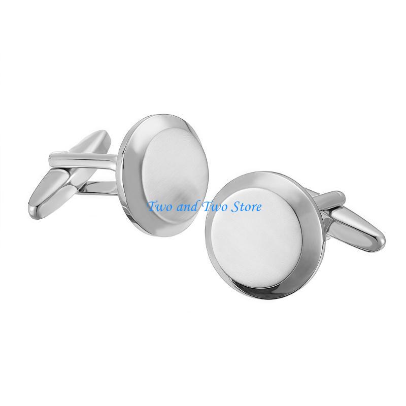 HX6F Modern Geometric Cufflinks Stylish Accessory Metal Texture for Dress Shirts