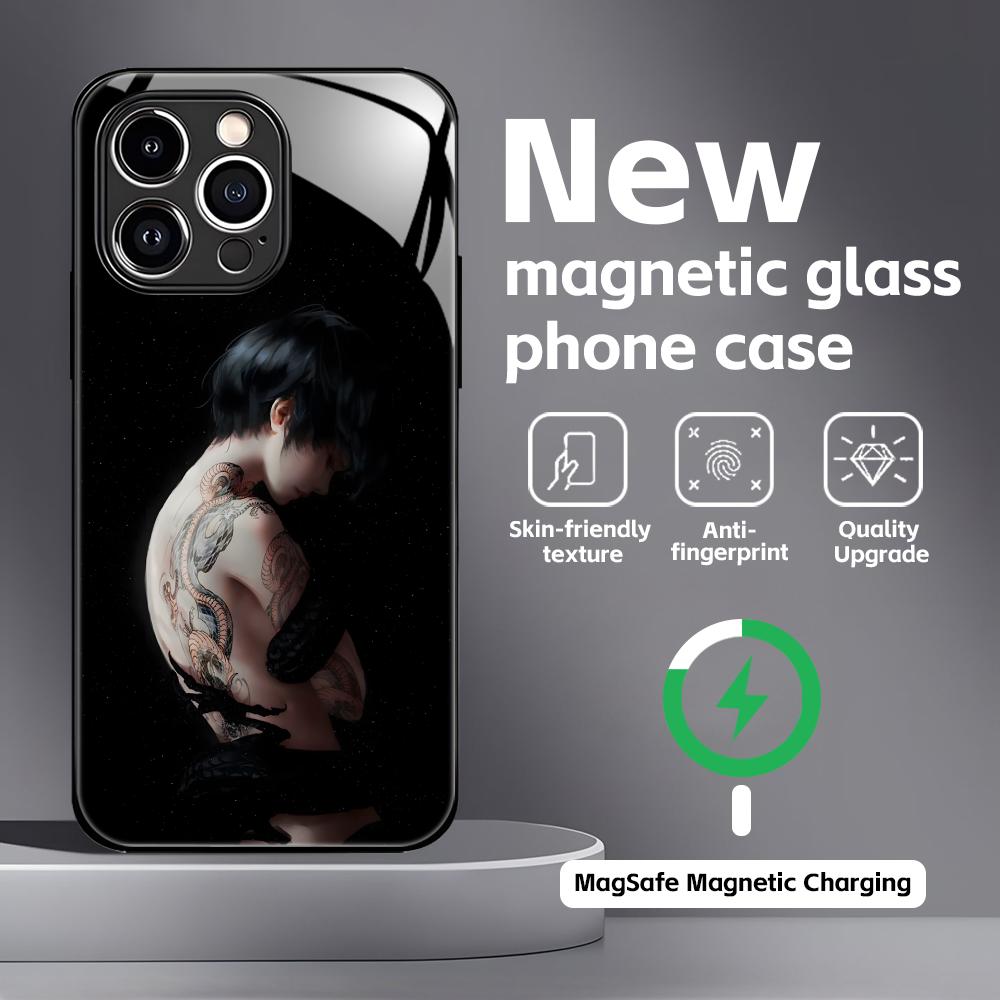 Ghostblade wlop Phone Case For iPhone17 16 15 14 13 12 11 X XR XS 8 Plus Mini Pro Max Glass Magnetic Case