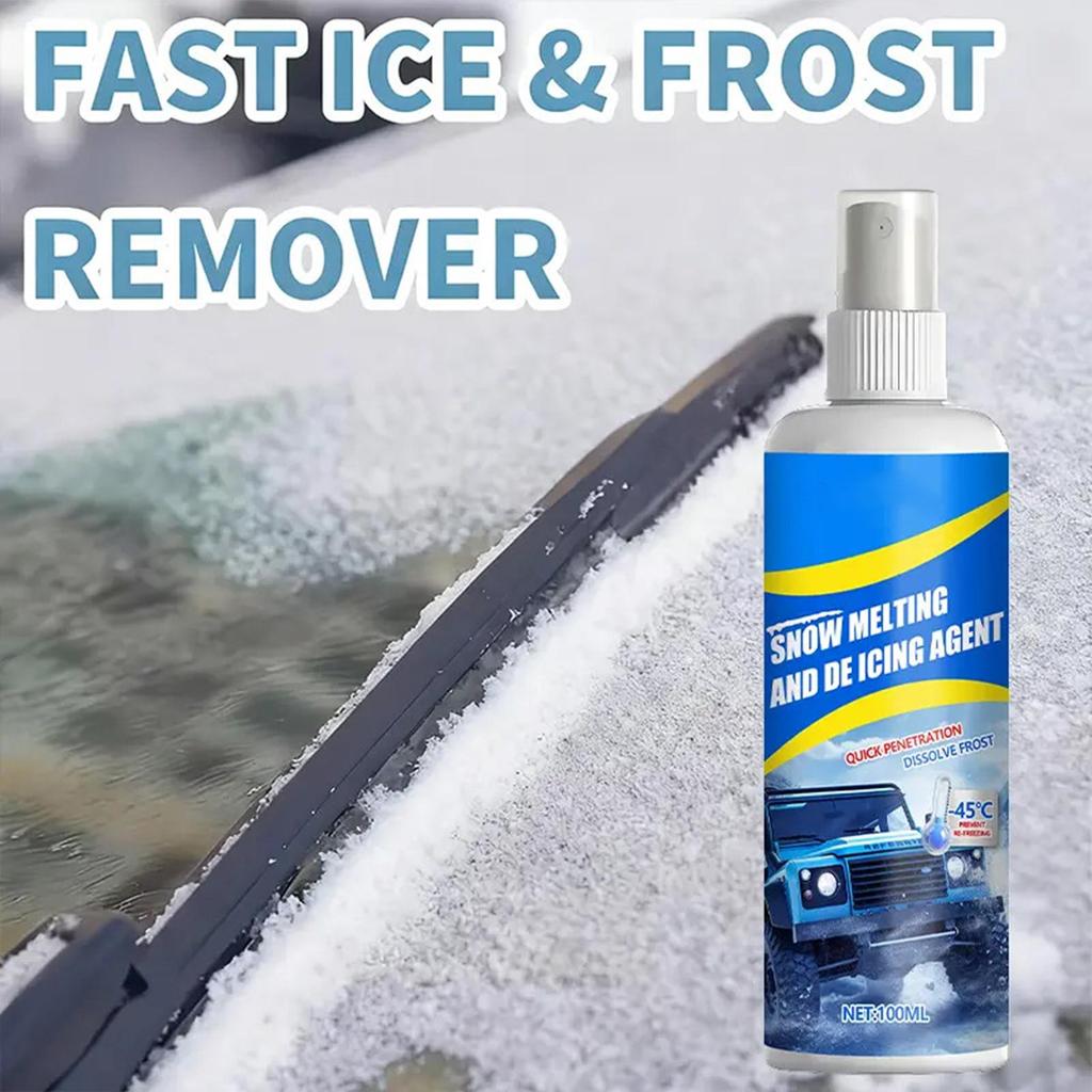 Deicer Spray For Car Windshield 100ml Anti-Freeze Snow Remover Defroster Spray Car With Scraper And Towel For Automotive Trucks