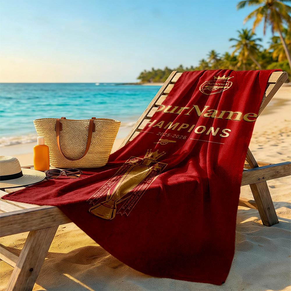 Arsenal Customize Text Beach Towel High Absorbency & Quick-Dry Portable for SwimmingBeachCamping Travel Beach AccessoriesGym
