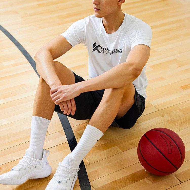 Anta Letter Print Sports Crew Neck Straight T-Shirt Men Tops White 152121104-1