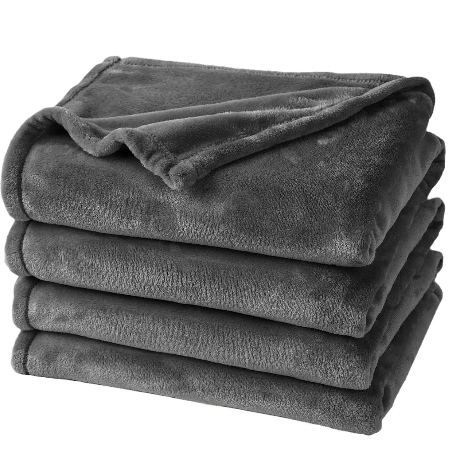 Modern and Simple Flannel Blanket Four Season Universal Multifunctional Solid Color Double-layer Coral Fleece Office Nap Blanket 70x100cm 1pcs темно-серого