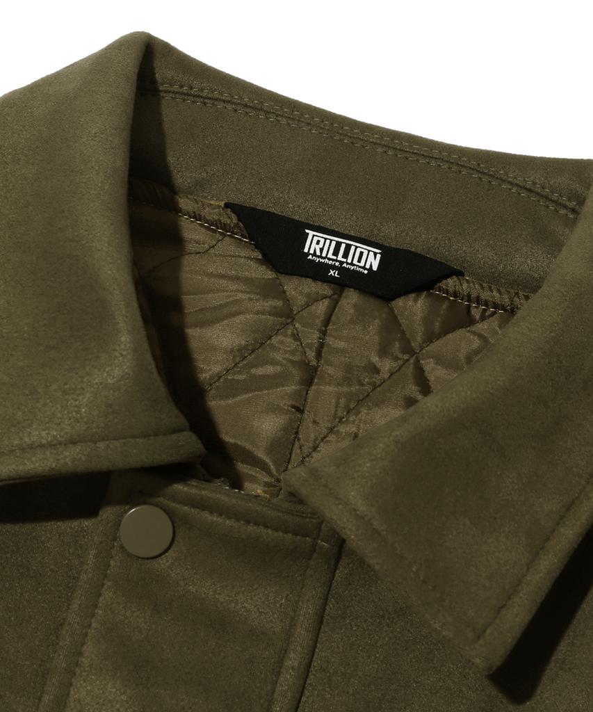Trillion Suede Rivet Blouson Zip-Up Jacket (Khaki)