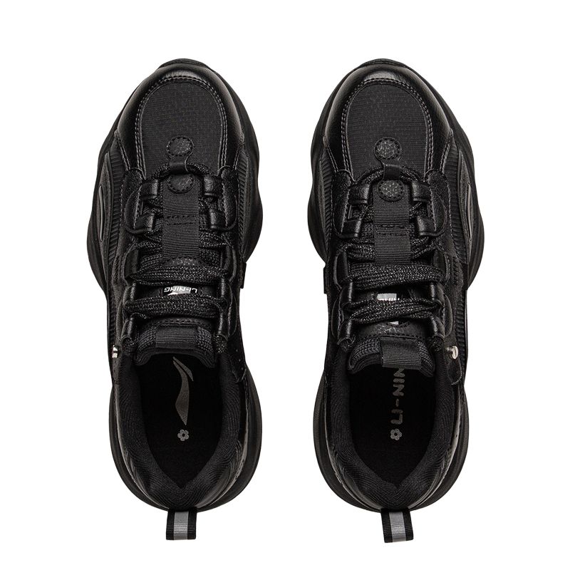 Li Ning Honey Comfortable Classic Casual Retro Durable High-Top Low-Top Dad Shoes Women Sneakers Black AGCV288-5