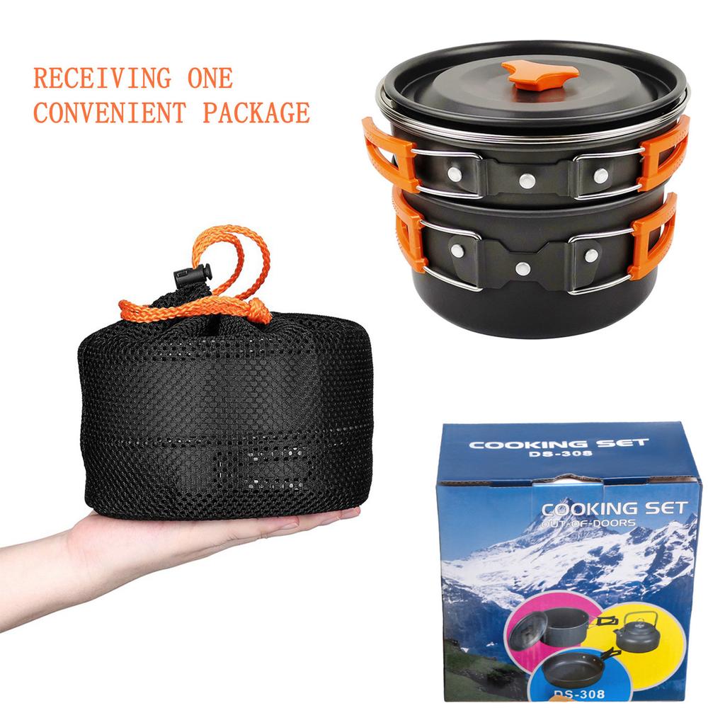 Conjunto de panelas para acampamento ao ar livre, conjunto de bule de chá, combinação de panelas 308, panela de acampamento portátil sem acessórios