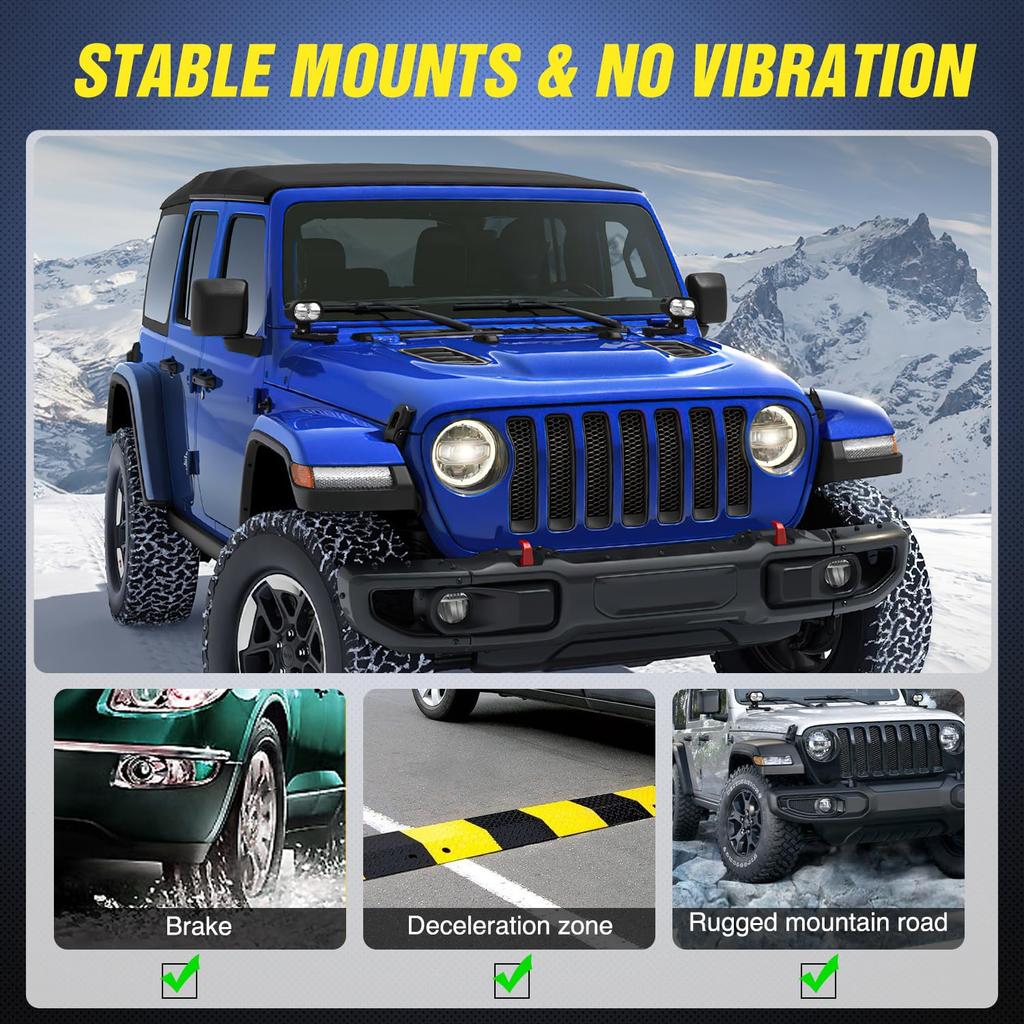 Nilight Jeep Wrangler JL/JLU & Gladiator JT A-Pillar Auxiliary LED Pod Light Mounting Bracket Aluminum Black Hood Mount