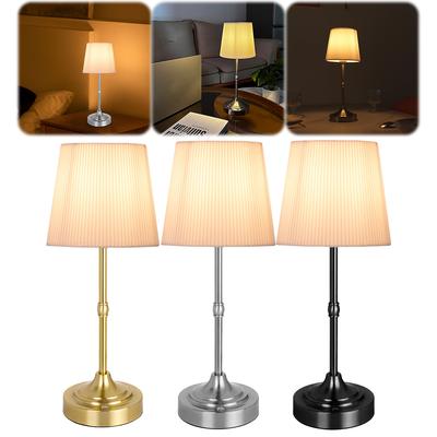 Cordless LED Metal Table Lamp USB Rechargeable 5200mAh Portable Fabric Shade Desk Lamp Touch Control Metal Base Small Table Lamp