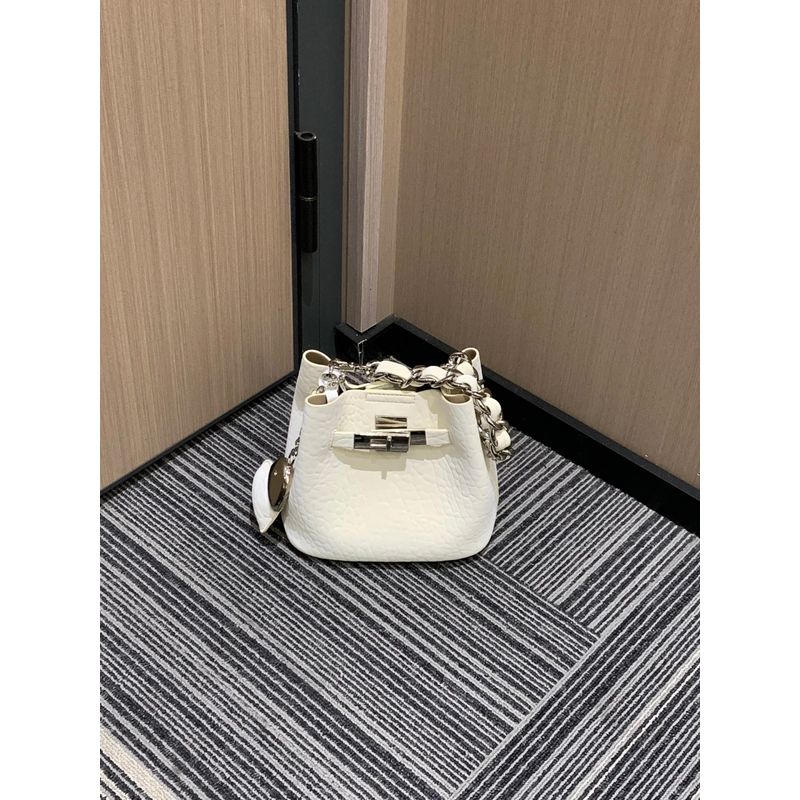 

Сумка в нишевом дизайне в корейском стиле, женская, 2025, новая, супергорячая сумка-ведро, универсальная, модная, на цепочке, на плечо, сумка-мессенджер White