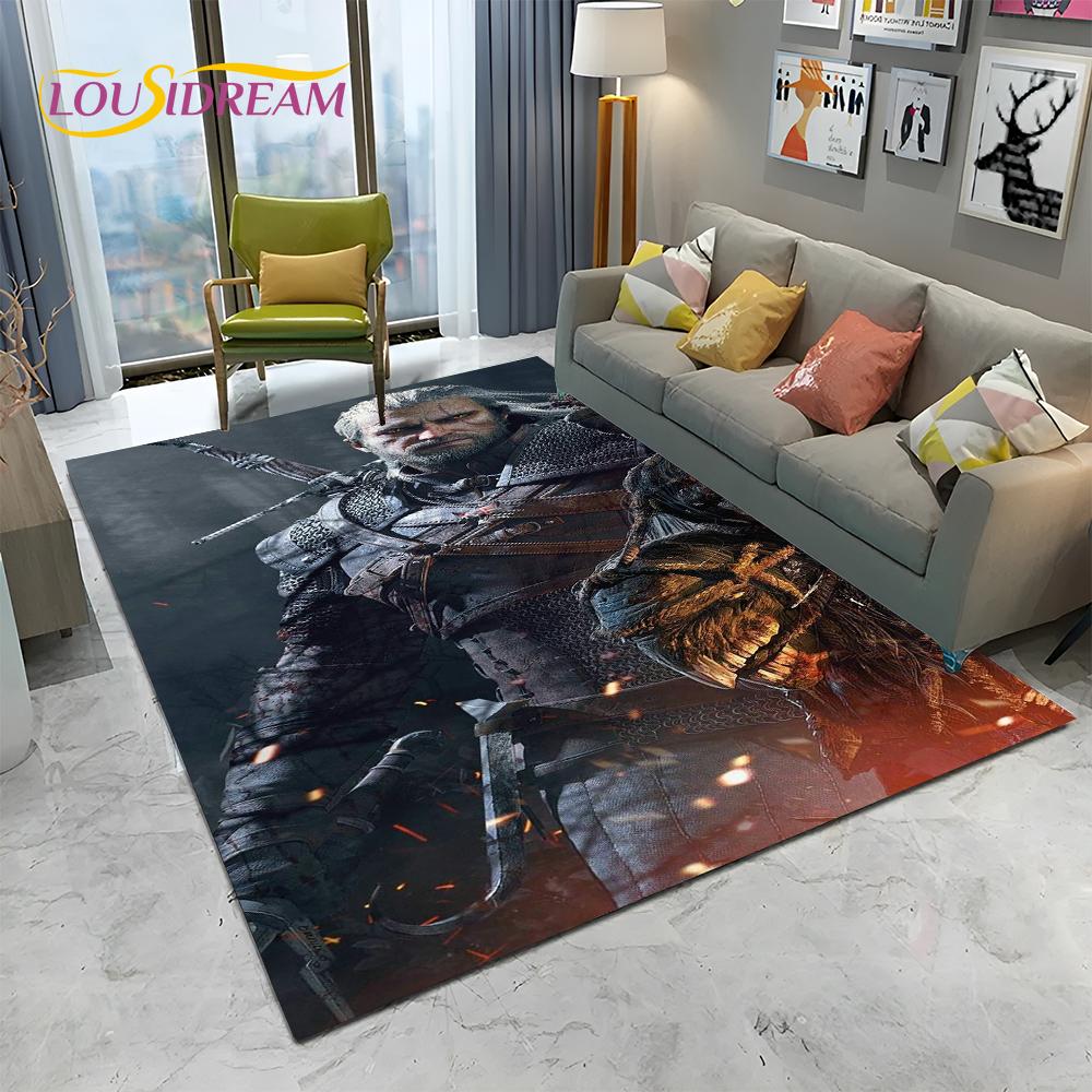 3D W-Witcher Games Gamer TV Cartoon Carpet Rug for Home Living Room Bedroom Sofa Doormat Decor,kids Area Rug Non-slip Floor Mat