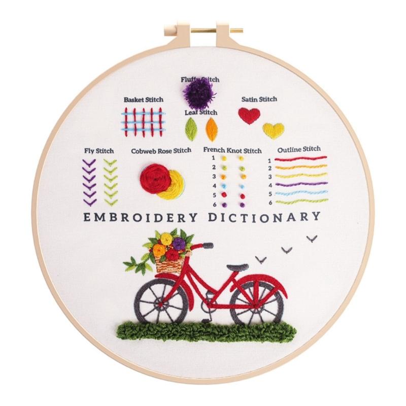Broderi Startkit-för Nybörjare Vuxna Barn DIY Älskare Broderistygn Övningskit-med Färgtråd Instruktioner