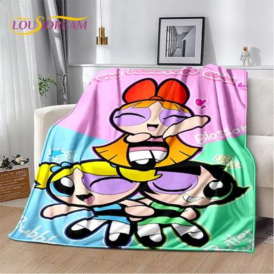 Cartoon Schattige P-Powerpuff Girl Zachte Flaneldeken voor Bedden Slaapkamer Sofa Picknick, Plaid voor Dekking Buiten Vrije Tijd Dutje Cadeau