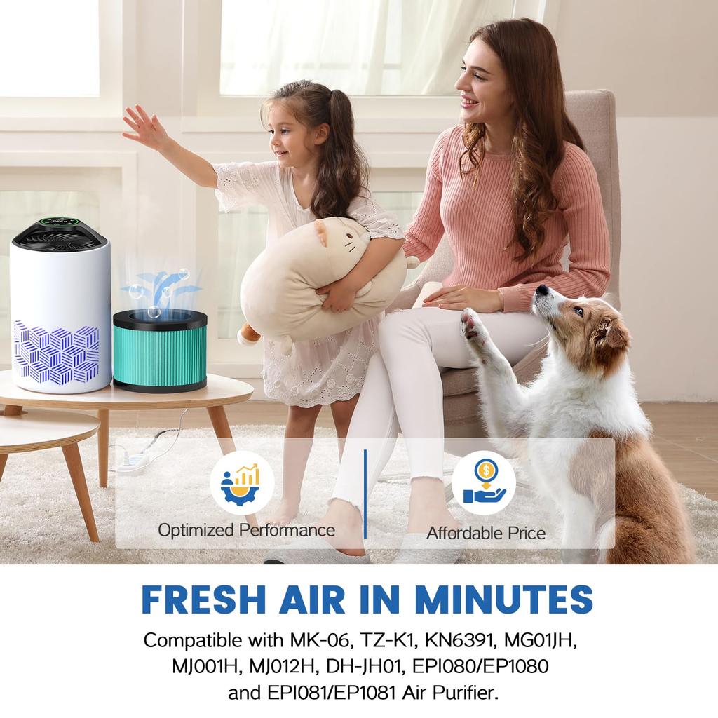 LINNIW Upgraded HEPA Replacement Filter Compatible with Air Purifier Pet Dunder Version 2 DH-JH01 DH-JH01 (Green Pack)