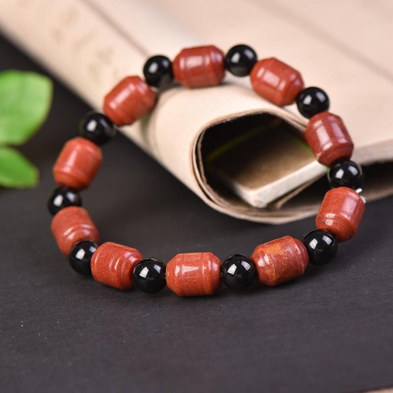 Handcrafted Natural Xinjiang Hetian Sheep Fat Jade Bracelet Men Geometric Style Ethnic Gift