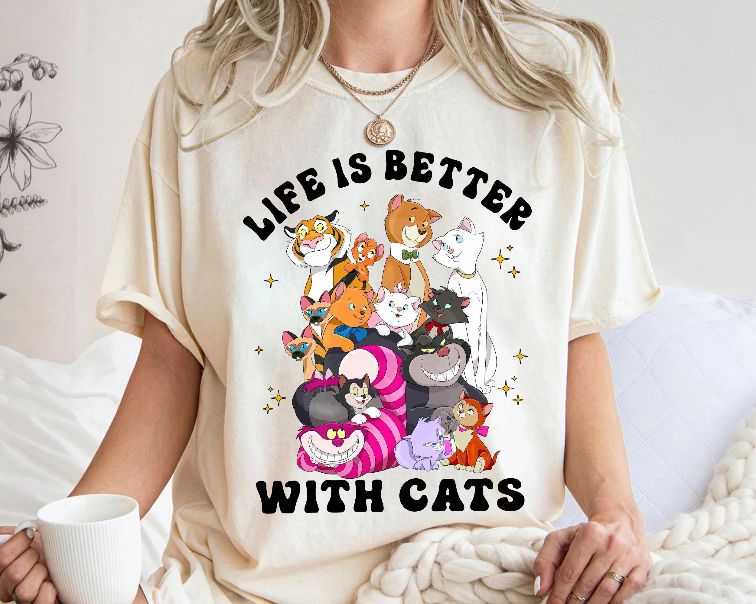 

Retro Katzen Tshirt Womens Tshirt Four Seasons Unisexs and Womens Pure Cotton Casual Fashion Retro Clothing S