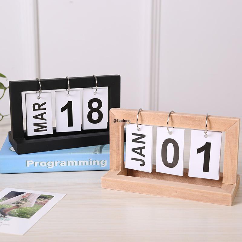 2025 Trä Väggkalender: Kreativ bordsdukning & Fotodatumkort för förskolan