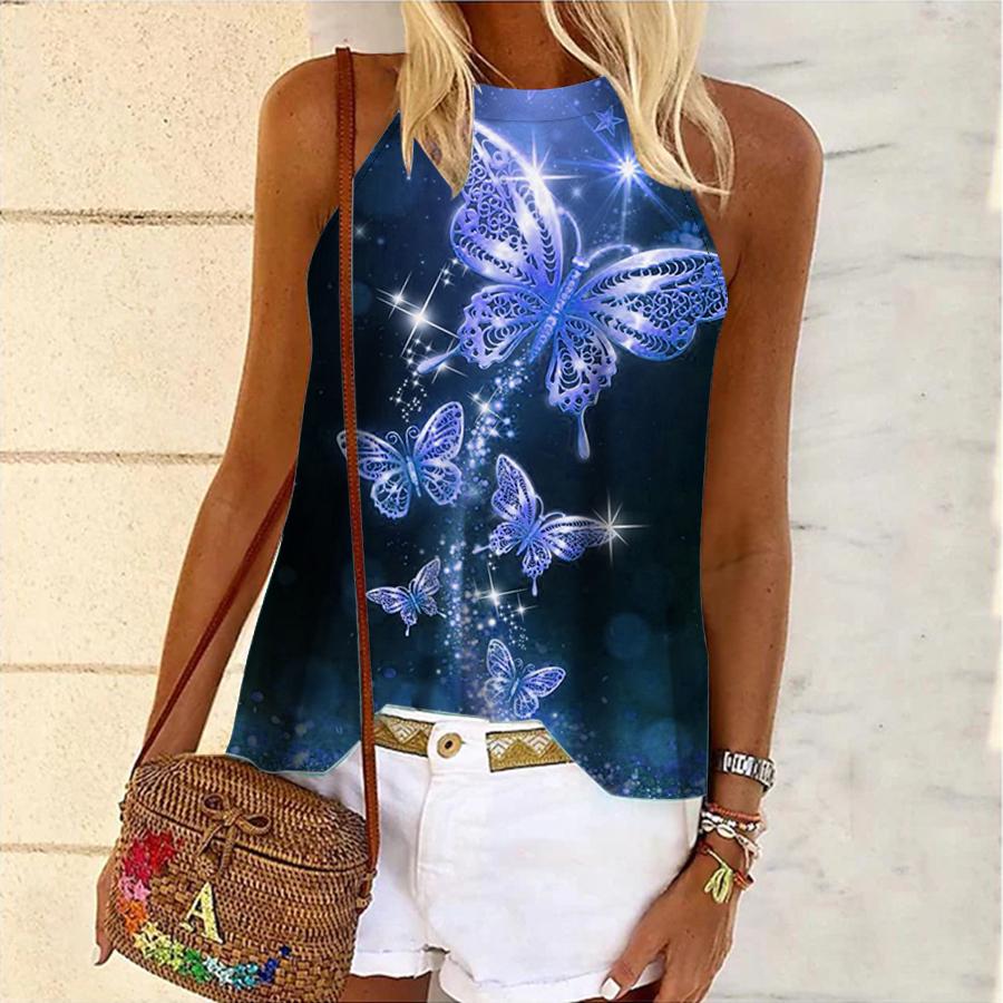 

Women Yoga Tank Top Butterfly 3d Print Fitness Sports Sleeveless Out Running Vest