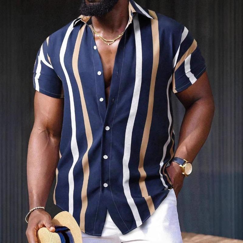 Summer New Men's Casual Beach Printed Short-sleeved Versatile Fashion Shirt