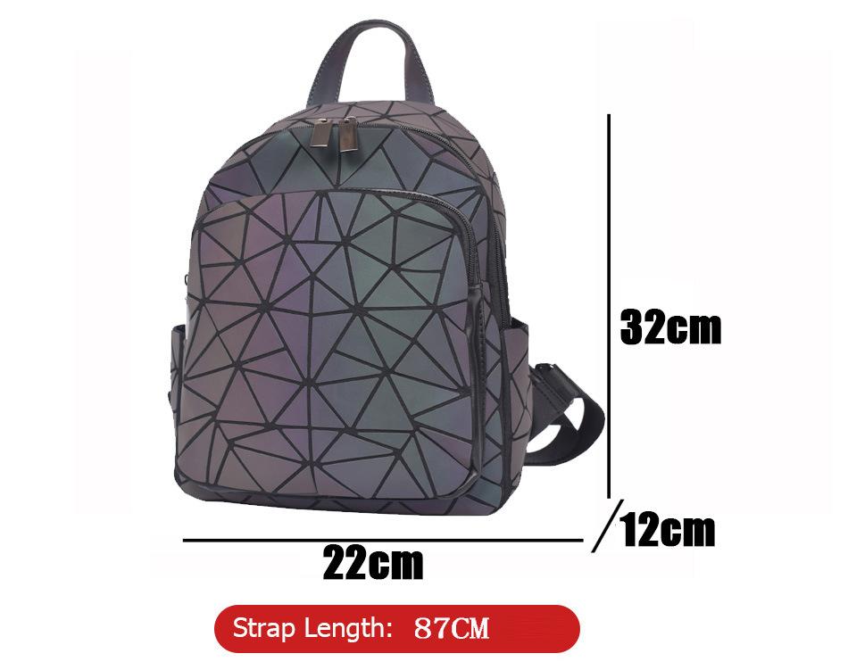 Luminous Geometric Backpack Women's Bag New Diamond Zipper Backpack Trend Bag Women's Bag
