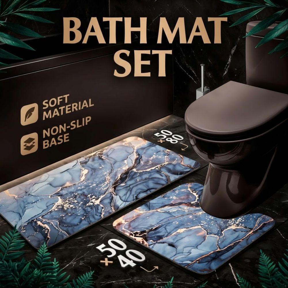 Marble Pattern Toilet Rug Set Anti-slip Toilet Door Mat New Bathroom Carpet Set Home