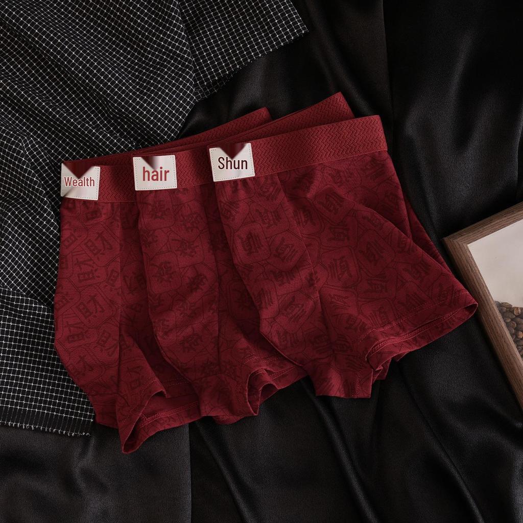 Men's Red Year of the Rat Antibacterial Cotton Boxer Briefs