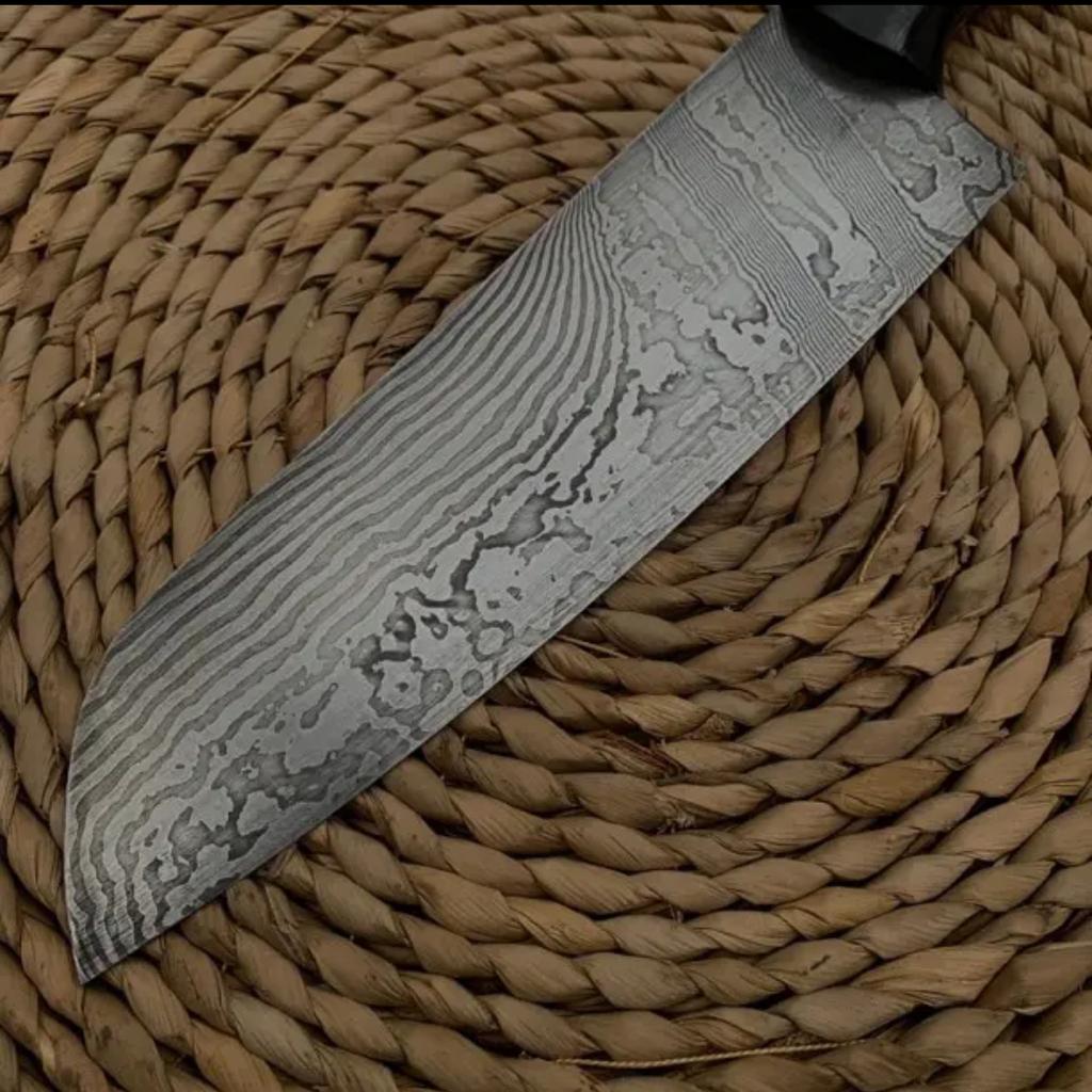 7.5 Inch Santoku Knife Handmade Forged Damascus Steel Blade Ebony Handle Chef Slicing Vegetables Cleaver Meat Kitchen Knives