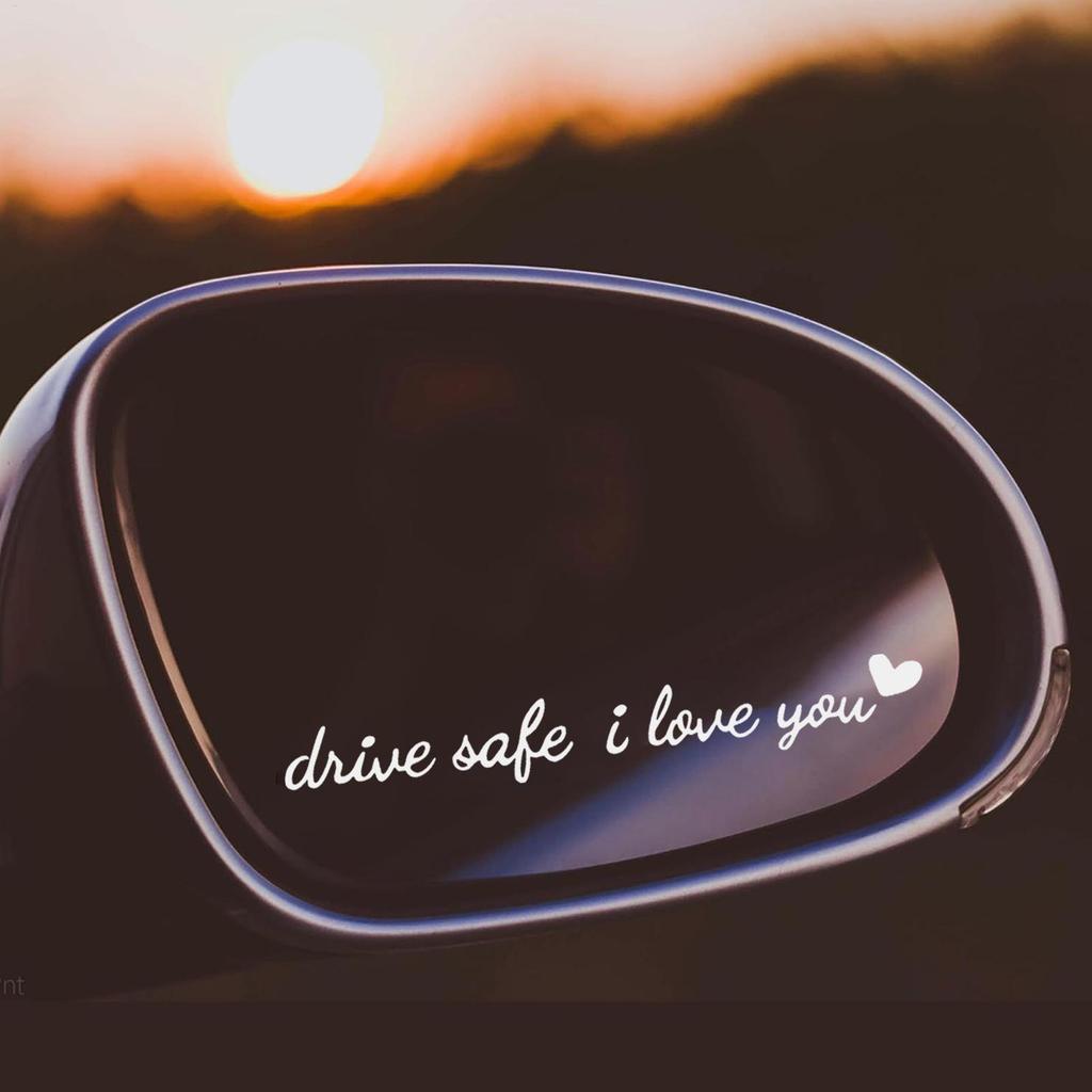 Rear View Mirror Sticker Drive Safe I Love You Car Mirror Sticker Cute Vehicle Accessories For Dashboard Windshield Window