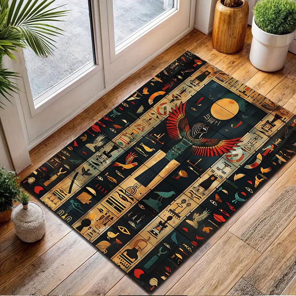 Ancient Egyptian Symbolic Tapestry Patterned carpet, non slip mat suitable for living room and bedroom sofas