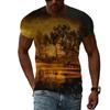 Summer Landscape Pattern T-shirts Casual Personality Hip-hop Trend Round Neck Tees Fashion Men's Street Cool Short-sleeve Top