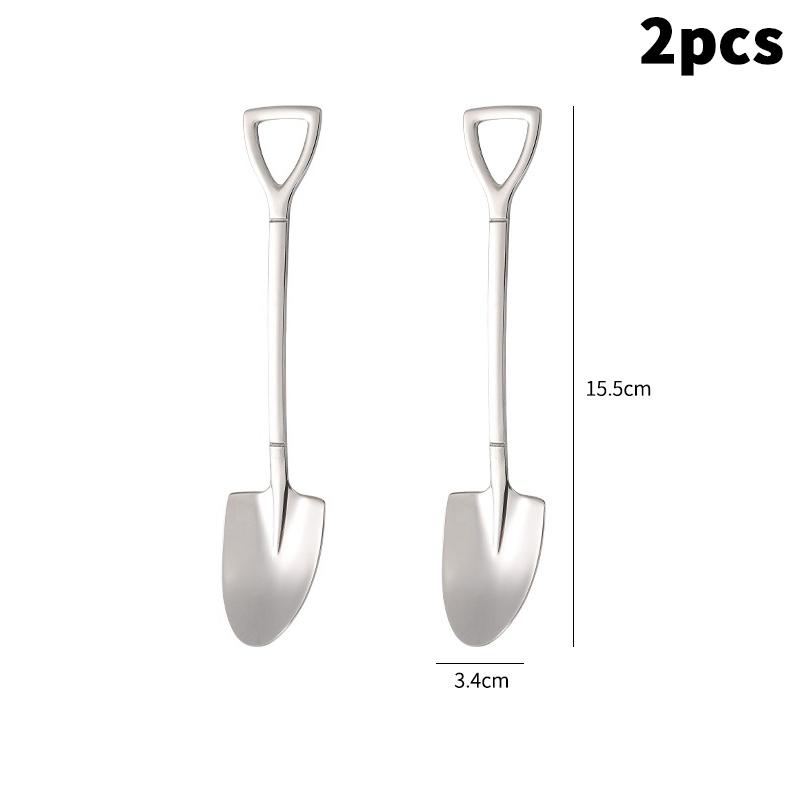 1/2Pcs New Shovel Spoons Stainless Steel Teaspoons Creative Coffee Spoon For Ice Cream Dessert Tableware Scoop Cutlery Set