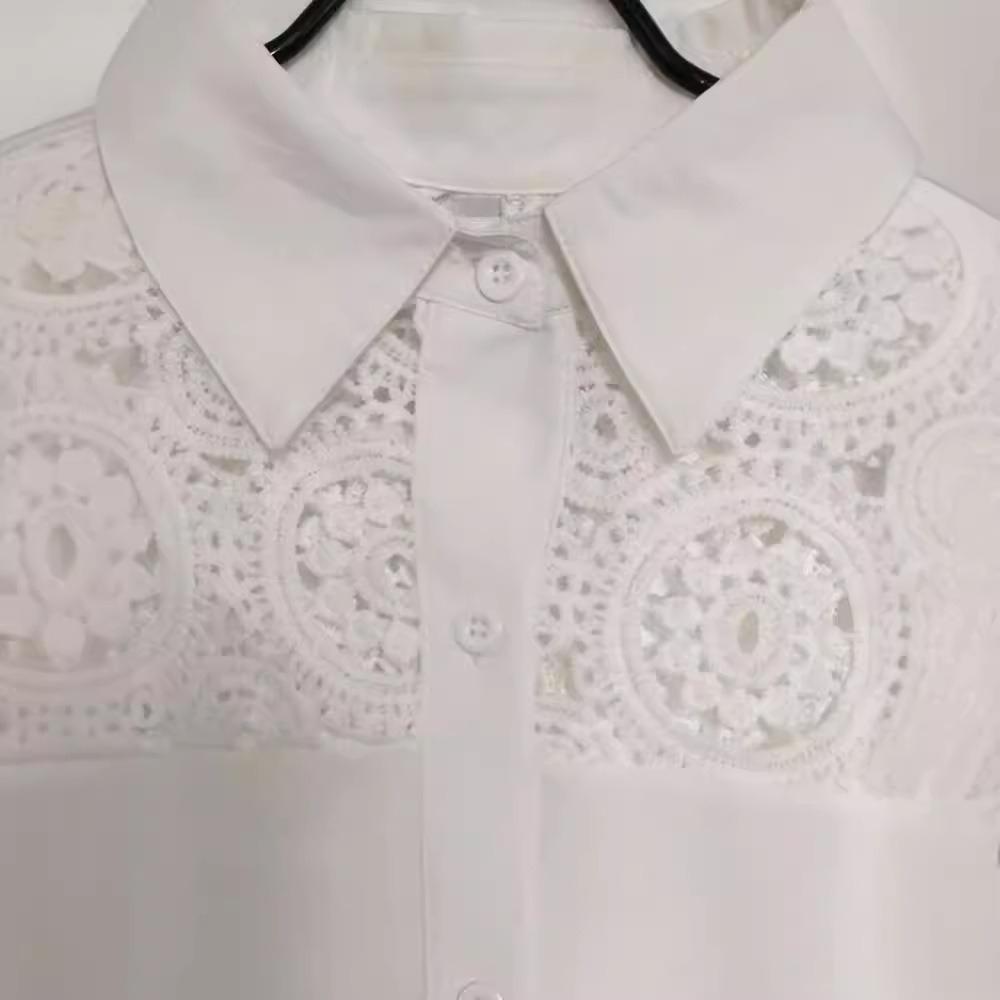 Spring and Summer Hollow V-neck Design Sense Niche Ladies Shirt