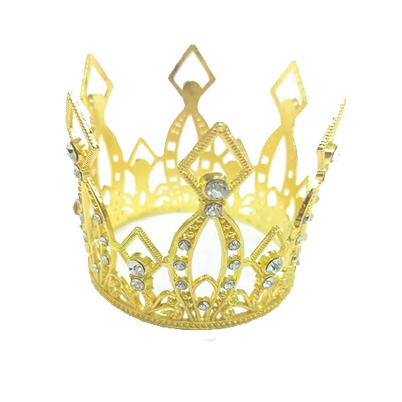 Children's Birthday Crown Tiara Baroque Alloy Ornament Full Circle Crown Cake Decoration