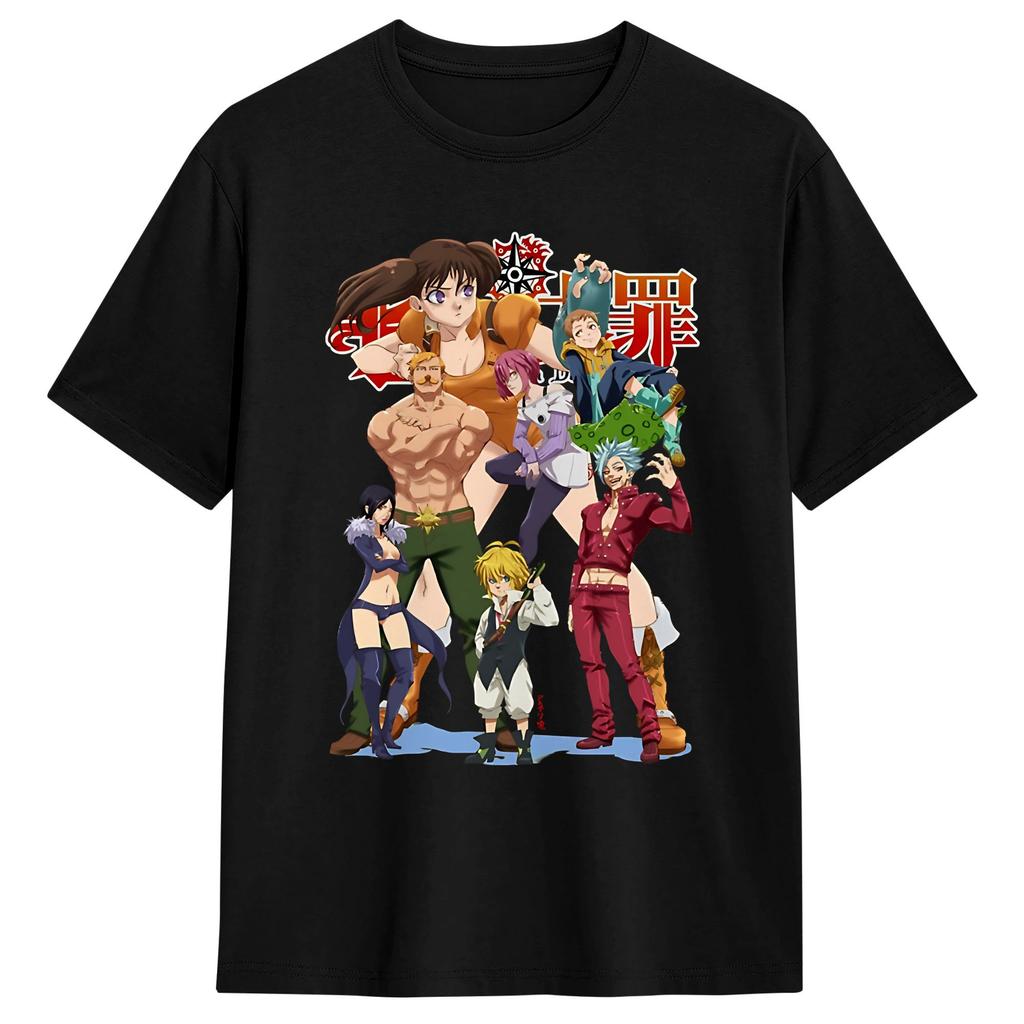 The Seven Deadly Sins Anime TShirt Summer Leisure T Shirts Cotton ONeck Oversized Top Tees Short Sleeve Awesome Tshirt