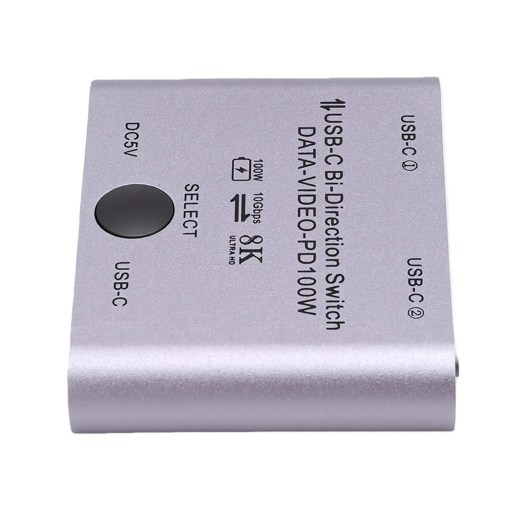USB C Splitter 8K 60Hz 4K 144Hz 10Gbps PD100W 2 In 1 Out USB C KVM Switcher for 2 Computers Sharing with Cable