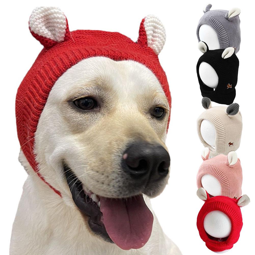 Winter Warm Pet Knitted Hat Noise Protection Pet Ears Covers Knitted Hat Anxiety Relief Earmuffs For Small Medium Puppy Accessor