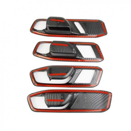 Carbon Fiber Style Interior 4-Door Handle Bowl Cover Trim For Honda Accord +
