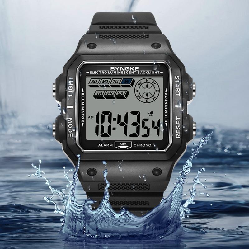Top Brand New Shock Resistant Outdoor Sports Waterproof Men's Electronic Watch Retro Square Student Watch