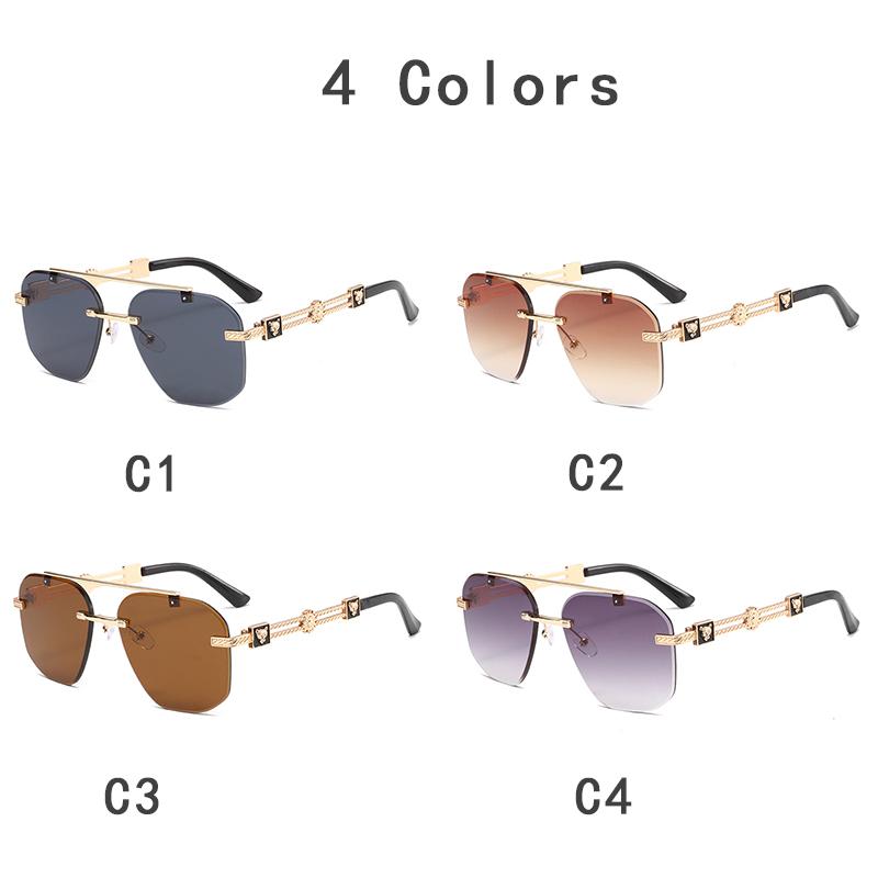 New Luxury Designer Sunglasses Men Women Leopard Rimless Vintage Trendy Shades for Outdoor Travel