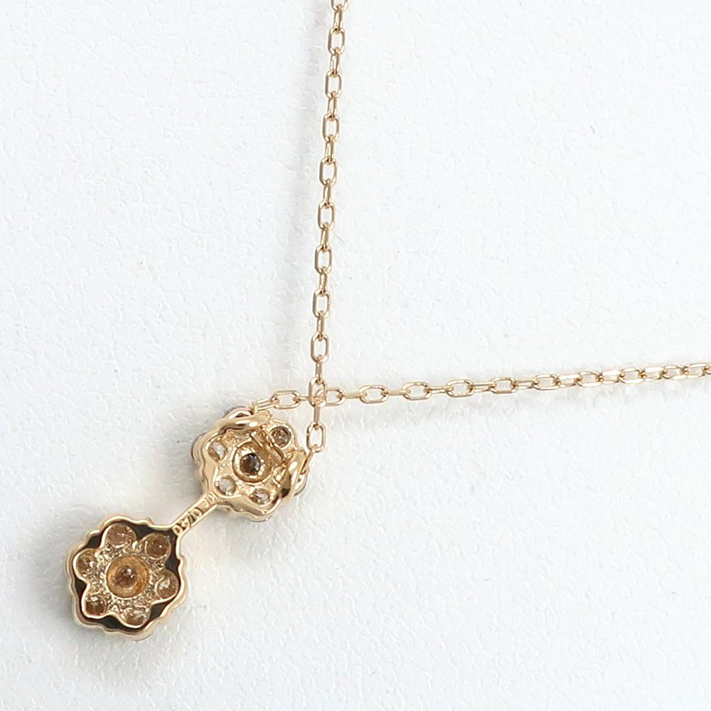 Flour Necklace K18 Yellow Gold/diamond Flour 1.8g Women Used