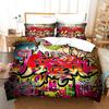 Cartoon Style Hip-hop Doodle 3D Printed Duvet Style Pillowcase Bedding Set Teenager Bedroom Decor Bed Set