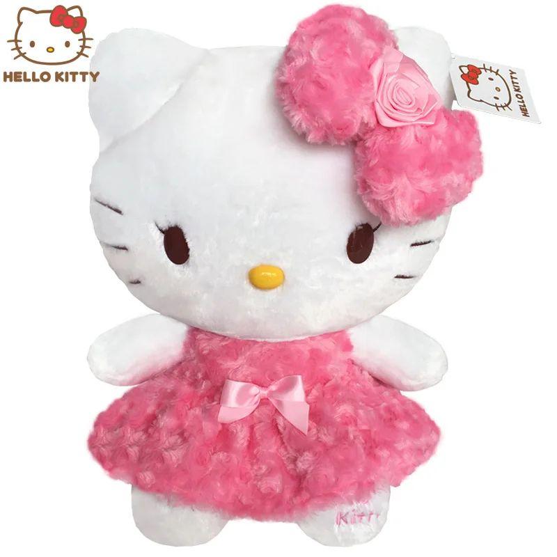 Original Anime Sanrio Rose Pink Hello Kitty Melody Cartoon Plush Stuffed Toys Peluche Soft Pillow Doll Birthday Gift For Girls
