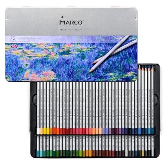 MARCO Oil-Based Colored Pencils 72 Colors Sketch Wooden Soft Core Pencil Set Hexagonal Shaft Standard Beginner Drawing Childrens Art Students Gift Box
