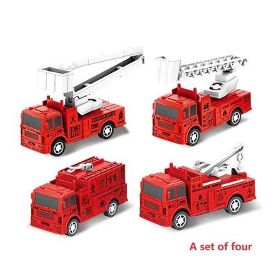4 Stück kleine Rebound Truck für Kinder Pull Back Leiter Feuerwehr Spielzeug Auto Modell pädagogische Autos